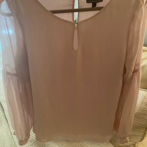 Express Pink Long Sleeve Blouse with Keyhole Detail